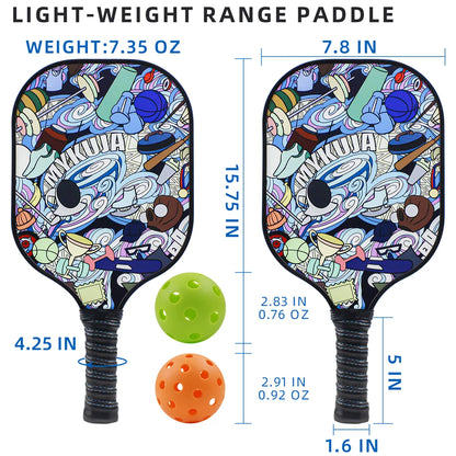 Pickle-ball Paddles Lightweight Fiberglass Surface & Honeycomb Core Pickle-ball Set