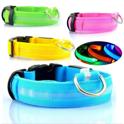 LED Adjustable Dog Collar - Blinking Flashing Light - Pet Safe & Waterproof