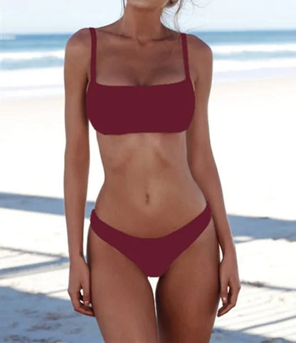 Women's Two-Piece Solid Sexy Bikini Set