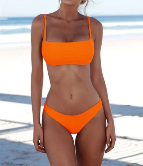 Women's Two-Piece Solid Sexy Bikini Set