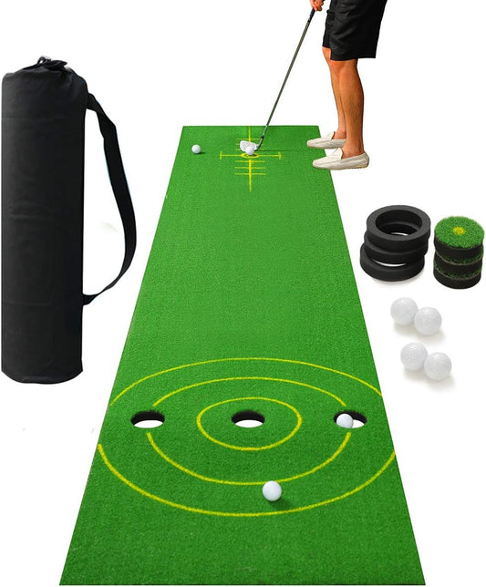 Golf Putting Mat Game Set, Golf Putting Green Game Set with 4 Golf Balls,Golf Training Mat for Indoor Outdoor