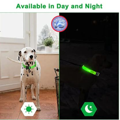 LED Adjustable Dog Collar - Blinking Flashing Light - Pet Safe & Waterproof