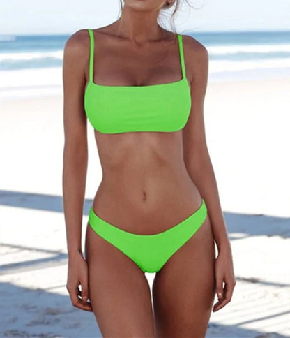 Women's Two-Piece Solid Sexy Bikini Set